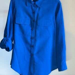 Vibrant Blue Button-Up Shirt in silk